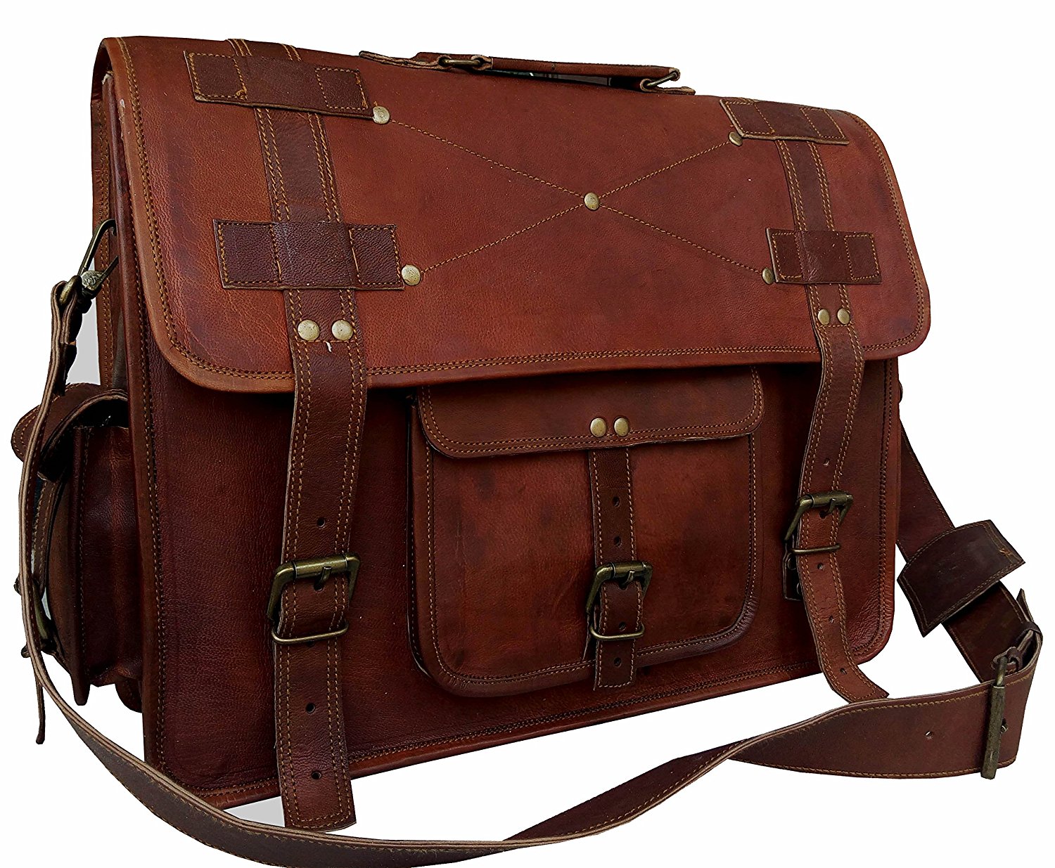 VINTAGE COUTURE 18 Inch leather messenger bags for men women mens briefcase laptop bag best ...