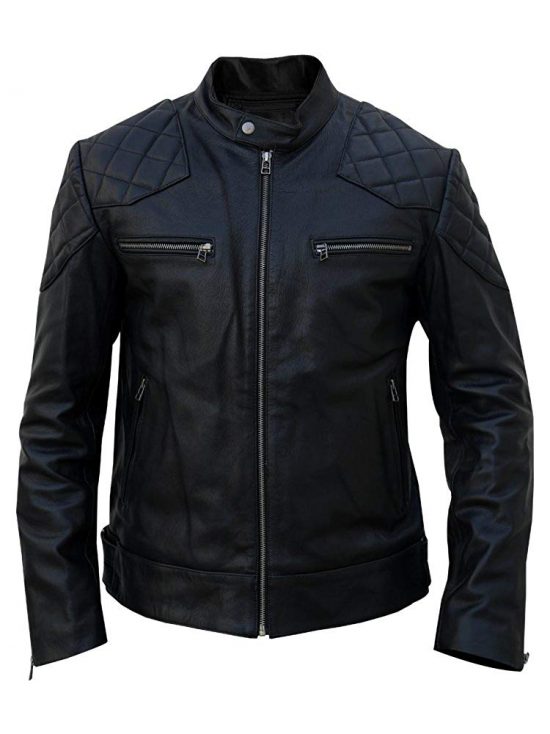 David Beckham Pale Black Leather Jacket