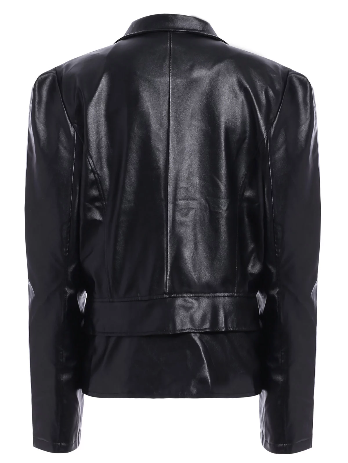 Zip Up Faux Leather Biker Jacket Black