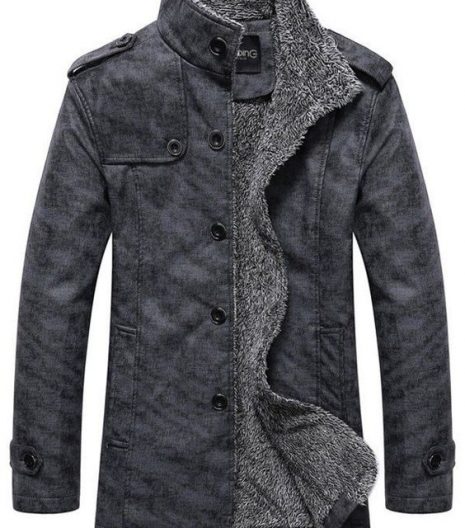 Stand Collar Epaulet Embellished Single-Breasted Jacket Deep Gray