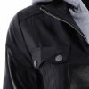 Black Hooded Pocket Design Faux Leather Jacket For Women