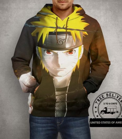 Anime Naruto Never Give Up Hoodie – 3D Printed Pullover Hoodie